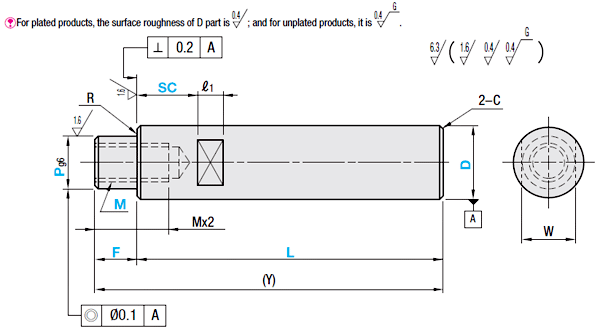 Linear Shafts-One End Male Thread with Thread Dia. Equal to Shaft Dia.-:Related Image