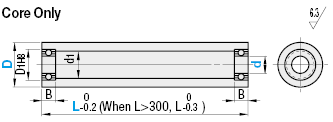 Hollow Rollers - With Bearings (L=100 ~ 500) - Core Only:Related Image