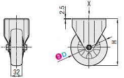 Economic type Heat resistant wheel Fixed type Dimensional drawing
