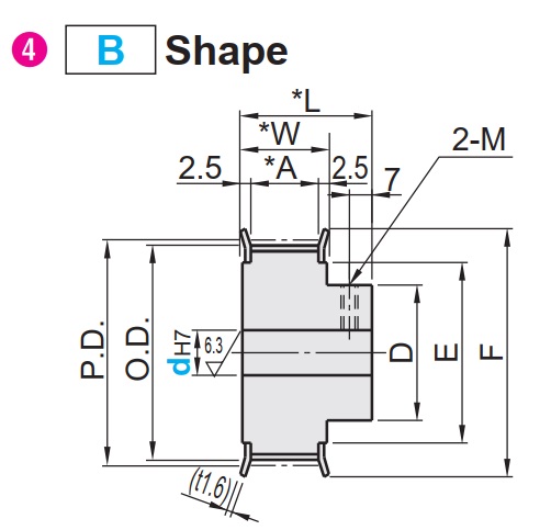 Misumi timing pulley B shape