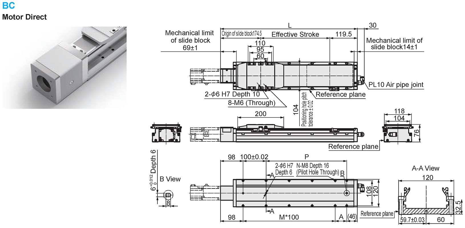 Dimensional Drawing of E-MGT12-BC