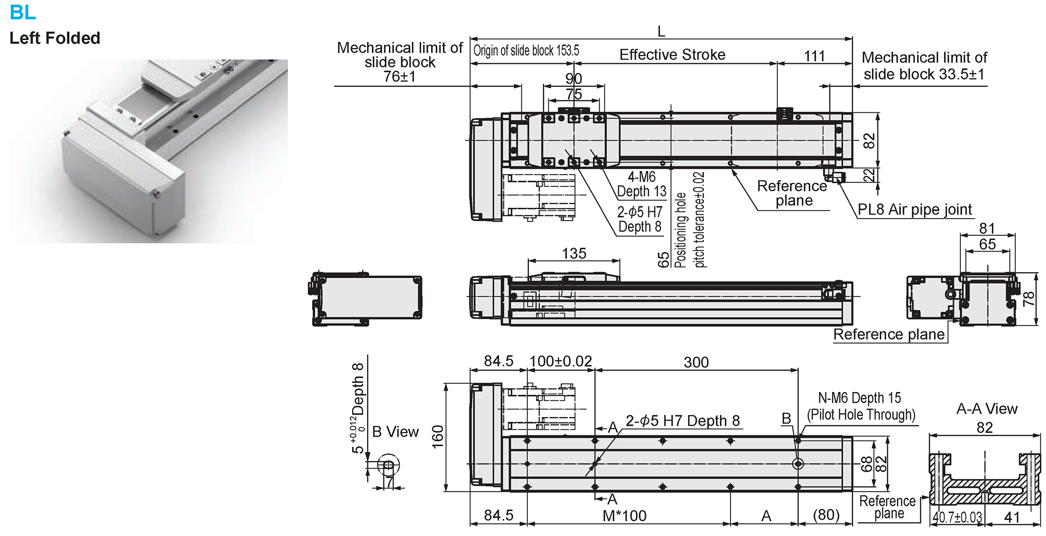 Dimensional Drawing of E-MCT8-BL