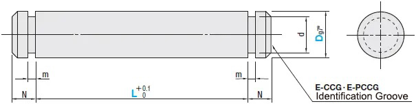 Pivot Pins Straight, Cotter Pin, Dimensional Drawing