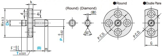 MISUMI Locating Pin Specifications and Dimensional Drawing  Large Head Round