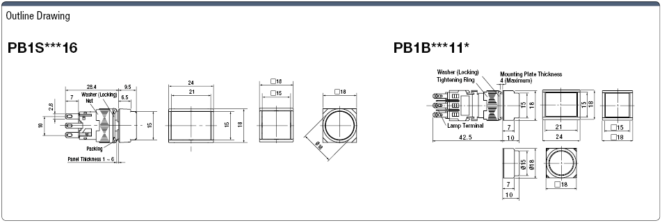 Non-illuminated Pushbutton Switch Mounting Hole Ø 16:Related Image