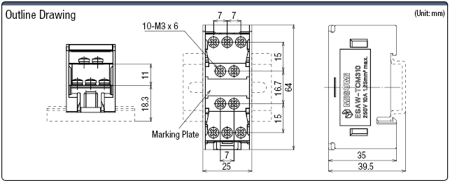 1 to 9 Common Space-Saving Terminal Block:Related Image