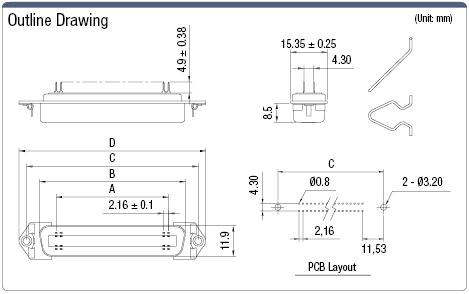 Solder Spring-lock Centronics Connector (PCB Male):Related Image