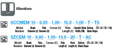 Carbide Straight Blade Corner C End Mill, 2-Flute, Neck Relief Type:Related Image