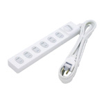 Power Strip, 6 Outlets, with 1SW Dust Blocker
