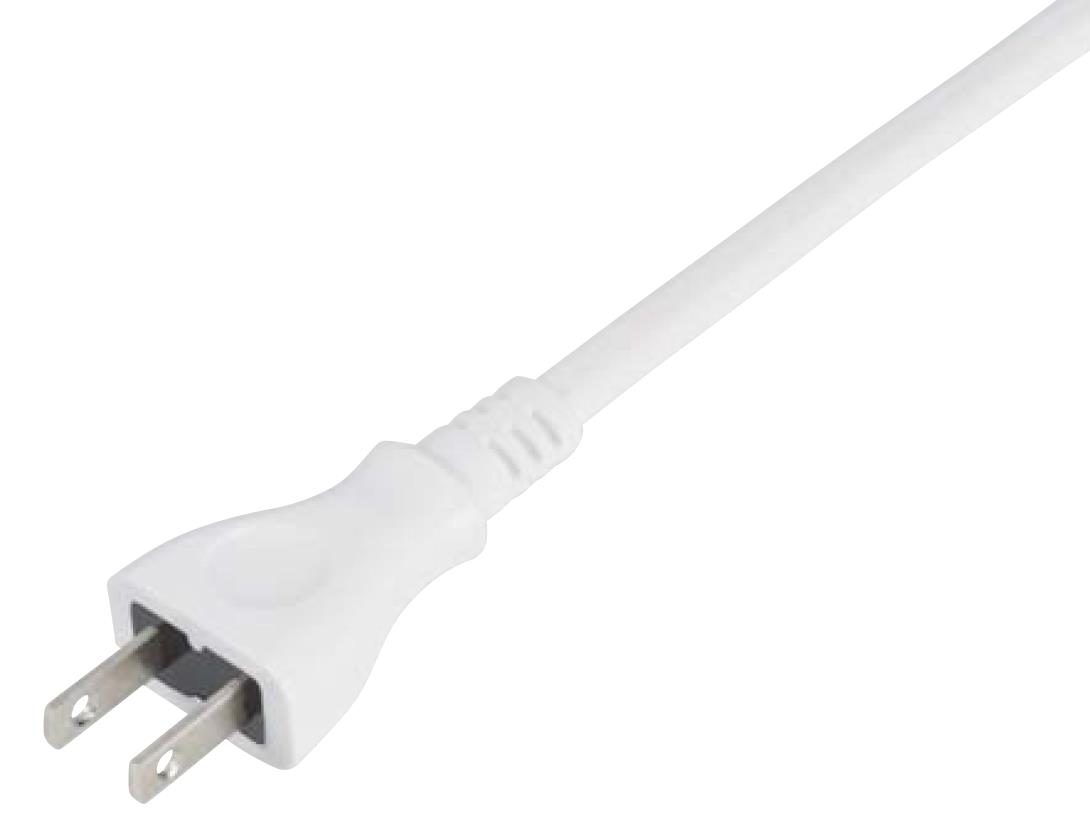 Plug, 125 V, 15 A, 2P, Tracking-Resistant, VCTFK Model, Black/White/Gray