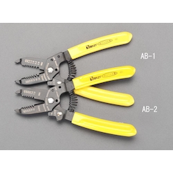 Wire stripper with spring and screw cutter