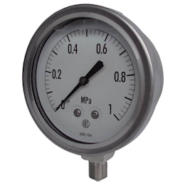 Nagano Glycerin Filled Pressure Gauge, Pressure Range (MPa): -0.10 to 0.00 (Vacuum Gauge)