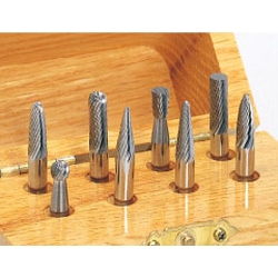 Carbide Cutter, Assorted Set (with Wood Box), Shaft Diameter ⌀6.0