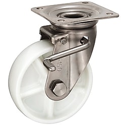 JAB-Type Stainless Steel Swivel Caster (With Double Stopper) 150‑mm Size (Metal Fitting Only, No Wheel) 