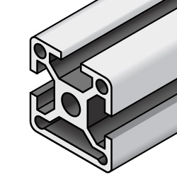 Aluminum Frame 8 Series Square 40 × 40 mm 3 Side Slots 