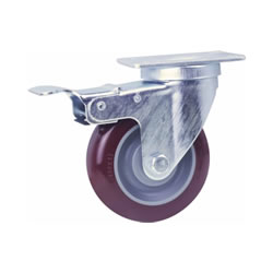 Light load caster Urethane wheel Universal type with brake (C-LWSB75-U) 