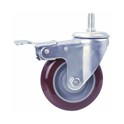 Light load caster Urethane wheel Screw type with brake (C-LWSGB75-U) 