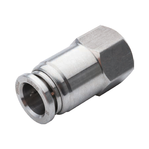 One-Touch Fittings Stainless Steel, Straight Female Connector, Hex Flat (E-PACK-MSFPCF4-2) 