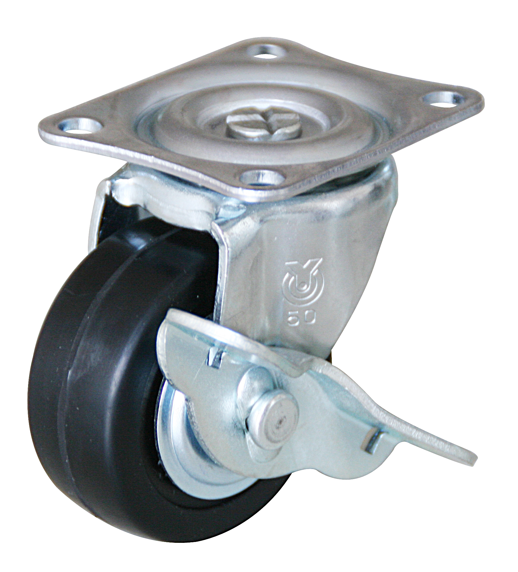 G-S Model Swivel Wheel (Single Bearing) Plate Type (With Stopper) (G-38BNS) 