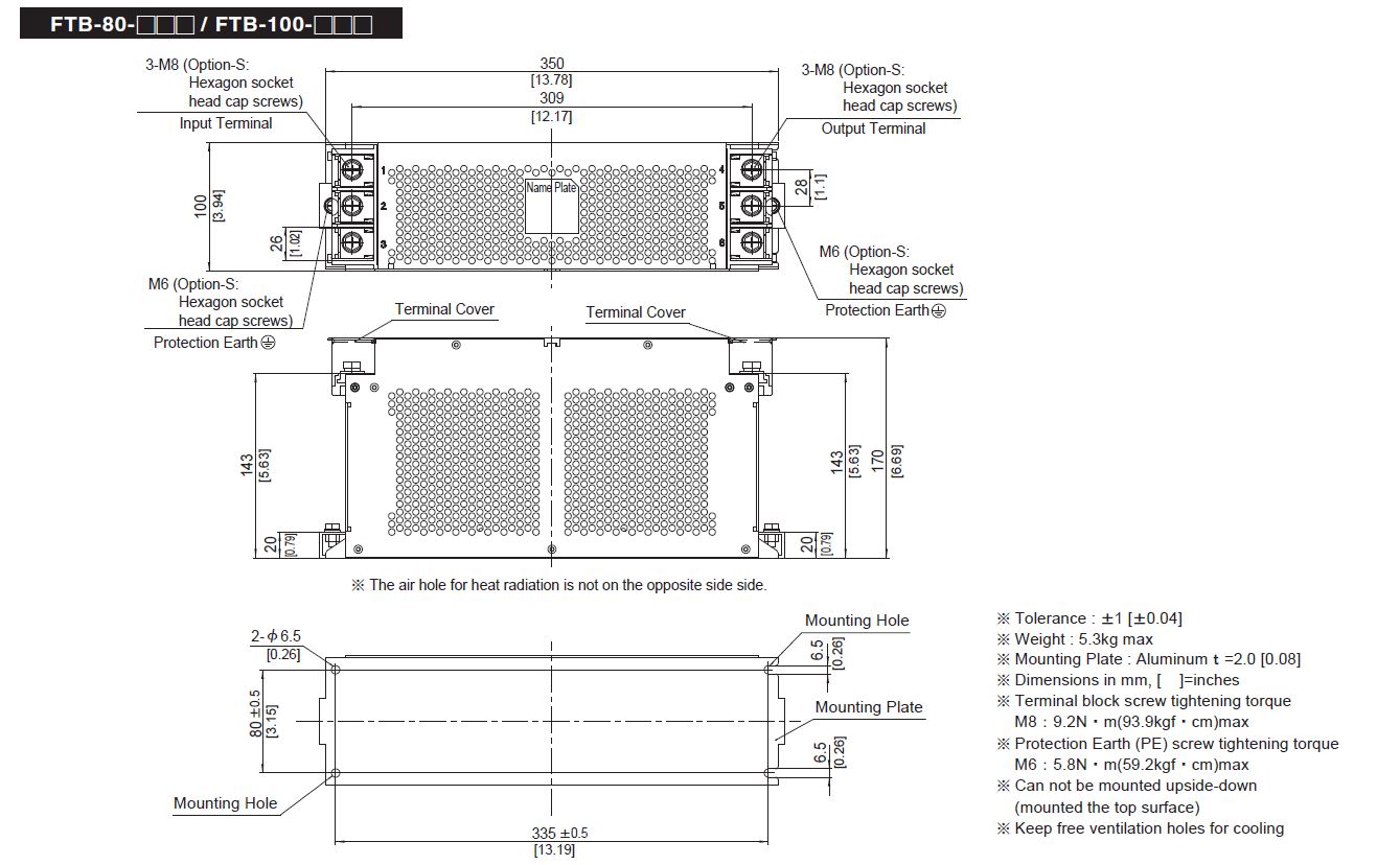 FTB Series, 3-Phase Input Type (2-Stage Filter) 