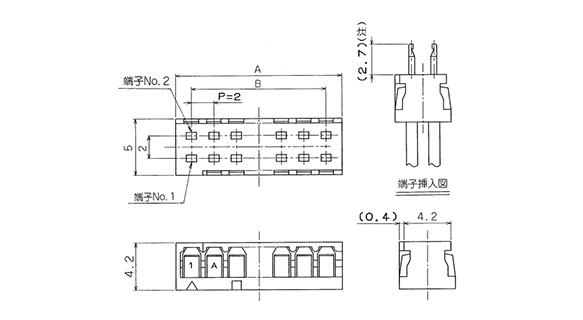 Double-row crimping plug dimensional drawing