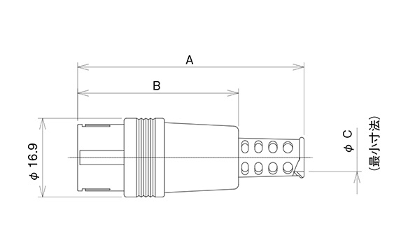 Dimensional drawing of jack (representative image)