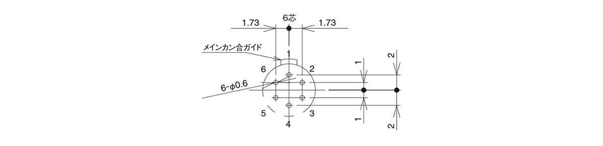 1. The diagram shows the view from the mating surface side of the receptacle. 2. A machining tolerance of ±0.05 for DIP post configuration dimensions is recommended.