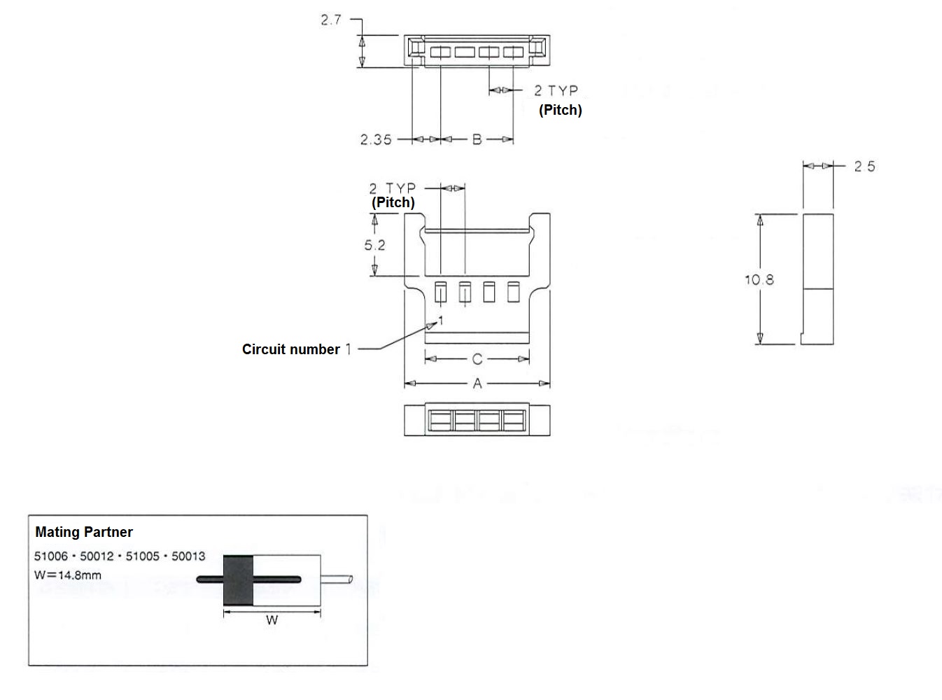 2.0 mm Pitch, Plug Housing For Relay (51006) 