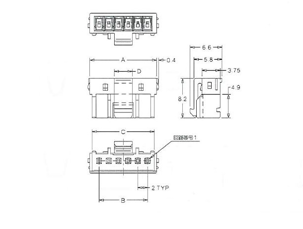 2.0-mm Pitch, For Cable-to-Circuit Board, Housing 51216 