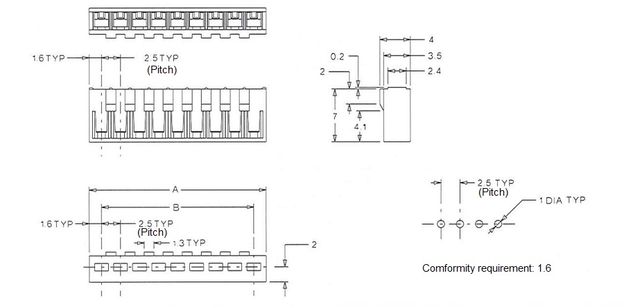 2.5 mm Board-in Connector Housing (51035) 