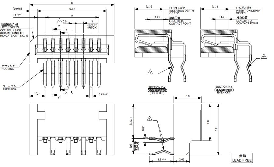 FFC-FPC (Through Hole) (52807) Angle Type 