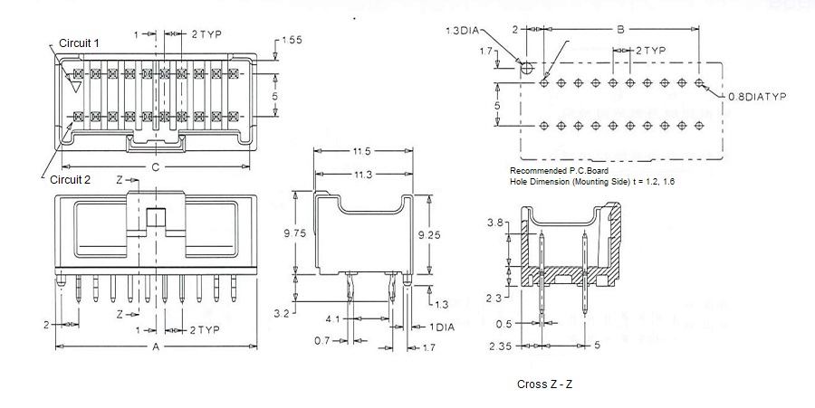 MicroClaspR 2.0 mm Pitch Circuit Board Wafer (55917) 