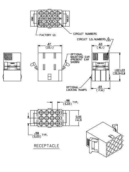 Standard .093" Receptacle Housing (1360) 