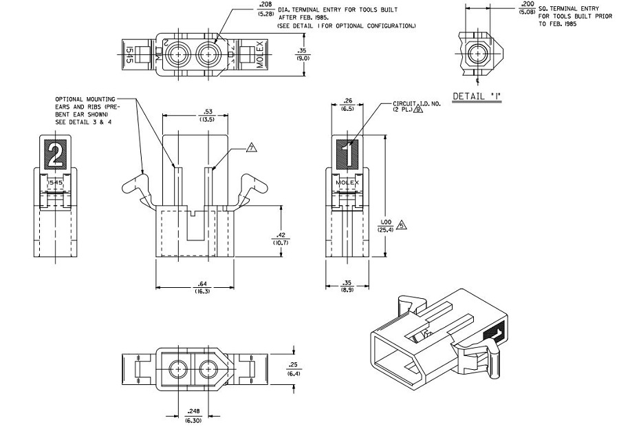 Standard .093" Receptacle Housing (1545) 