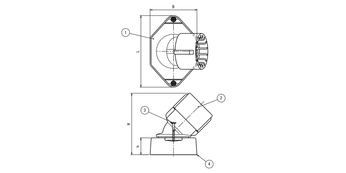 Dimensional drawing of Form Bushing 45° (for PF Conduit, Compact Type) G Type