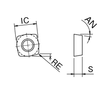 Drawing of Phoenix series, PHC insert for high feed radius cutter