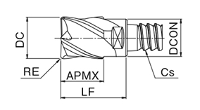 Phoenix Series, Indexable End Mill, Square Corner Radius Shape, PXM PXVC, drawing 1