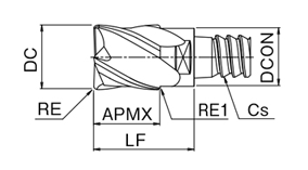 Phoenix Series, Indexable End Mill, Square Corner Radius Shape, PXM PXVC, drawing 2