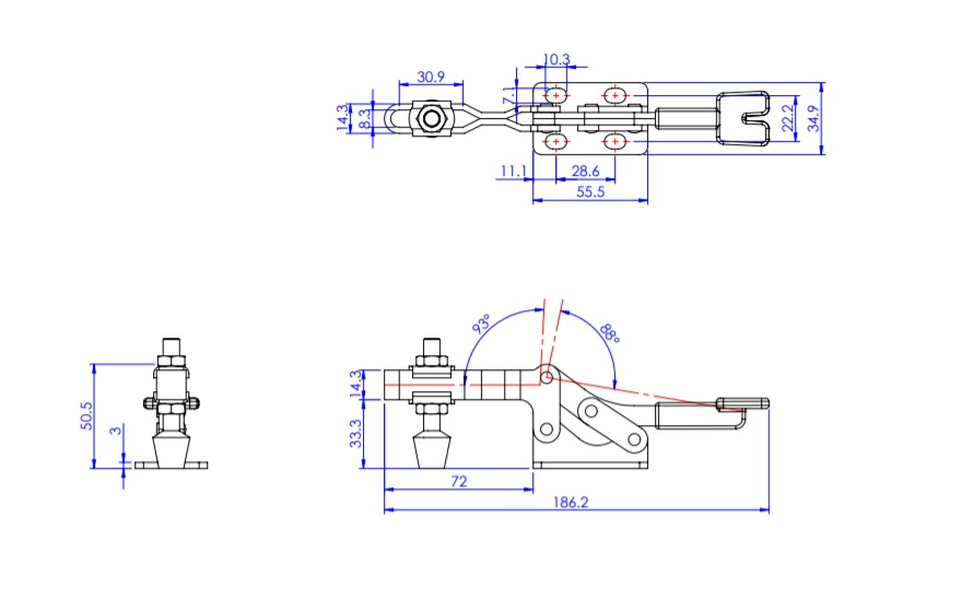 Toggle Clamp - Horizontal - U-Shaped Arm (Flange Base) GH-22165