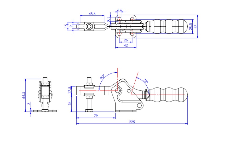 Toggle Clamp - Horizontal - U-Shaped Arm (Flange Base) GH-22502-B