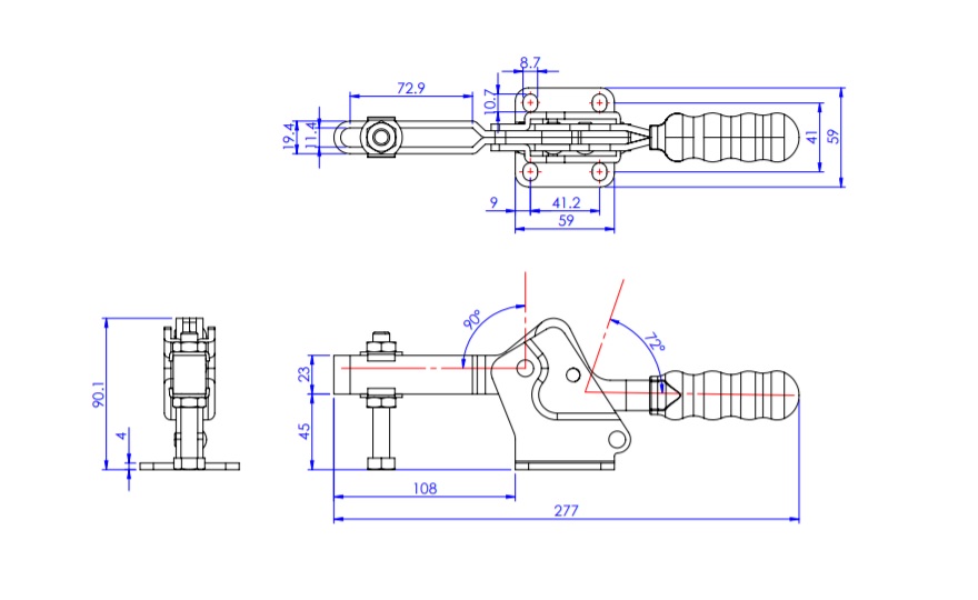 Toggle Clamp - Horizontal - U-Shaped Arm (Flange Base) GH-23502-B 