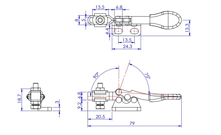 Toggle Clamp - Horizontal - U-Shaped Arm (Flange Base) GH-201-L 