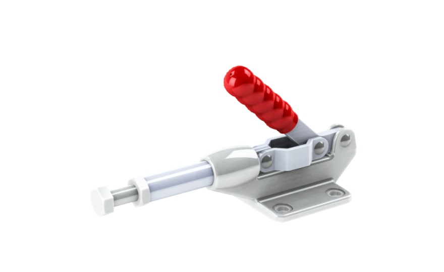 Toggle Clamp - Push-Pull - Flanged Base, Stroke 42 mm, Angled Handle, GH-304-EM/GH-304-EMSS 
