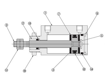 Name of each part of double acting type (Standard cylinder)