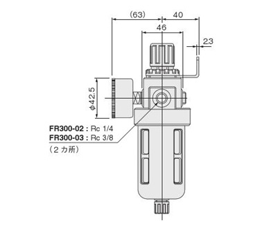 Dimensional drawing of FR300, FR301, FR302 unit: mm