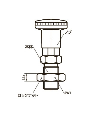 Dimensional drawing of PLY-AK, PLY-AK-RD (Main body, knob, lock nut, SW1)