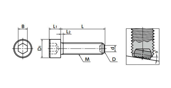 Dimensional drawing of Clamping Bolt SCB-GB/SCBS-GB