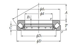 Self-aligning thrust roller bearing, drawing
