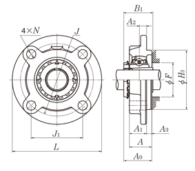 Cast iron round flange with alignment groove drawing UKFC type