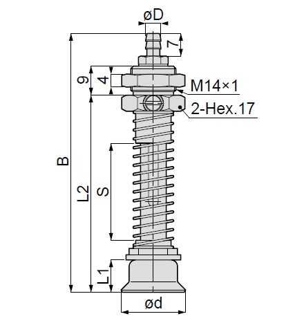 Long Stroke Standard Type VPC Barb Fitting Type without Cover 